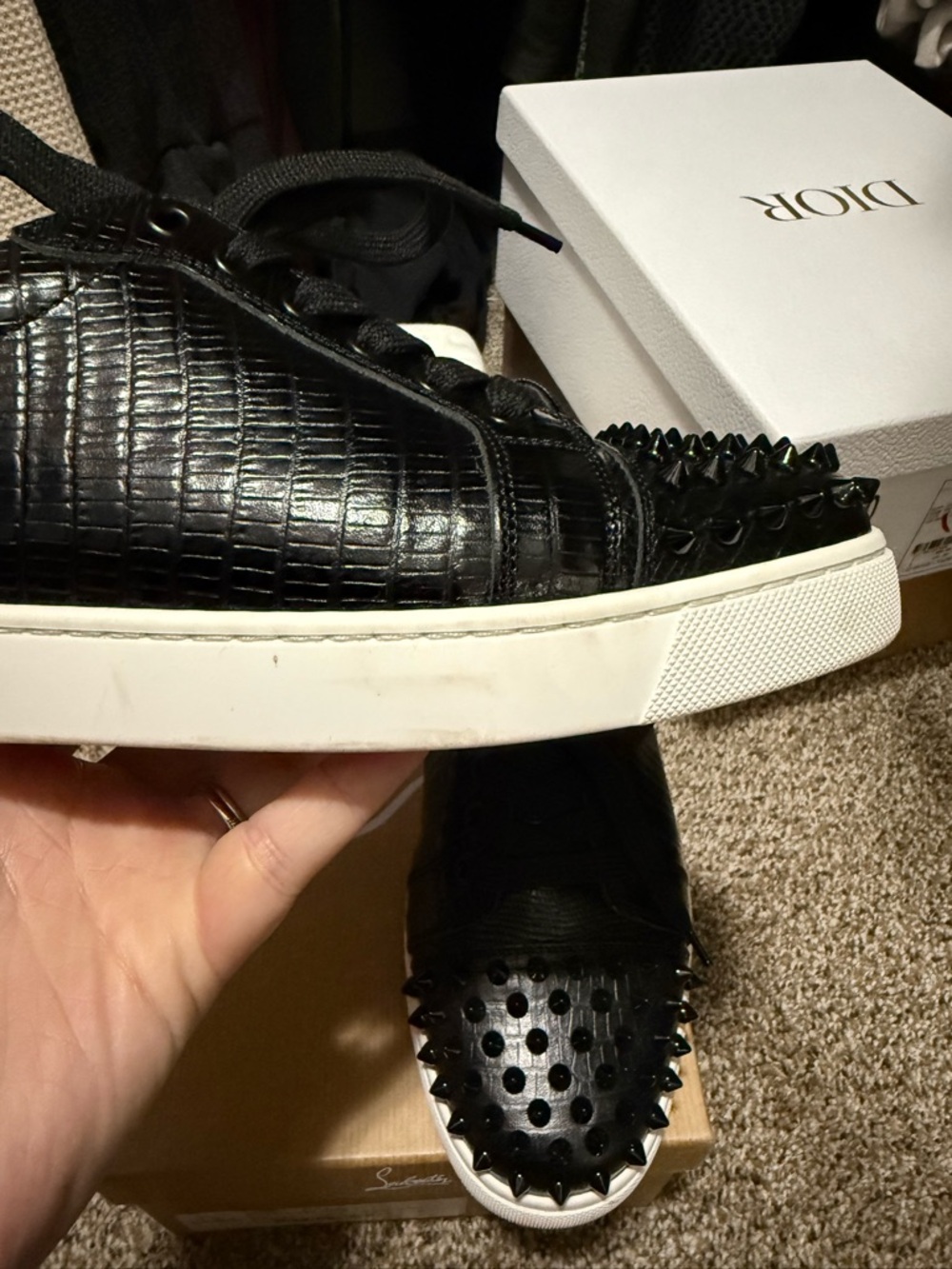 Christian Louboutin Black Studded Low-Top Sneakers - Picture 5 of 7